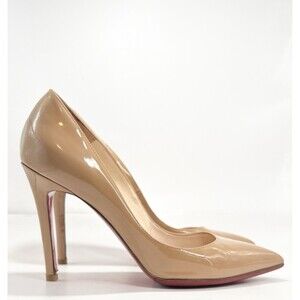 Christian Louboutin Nude Patent Leather Stiletto Heel Pigalle 100 Sz EU 36.5 6.5